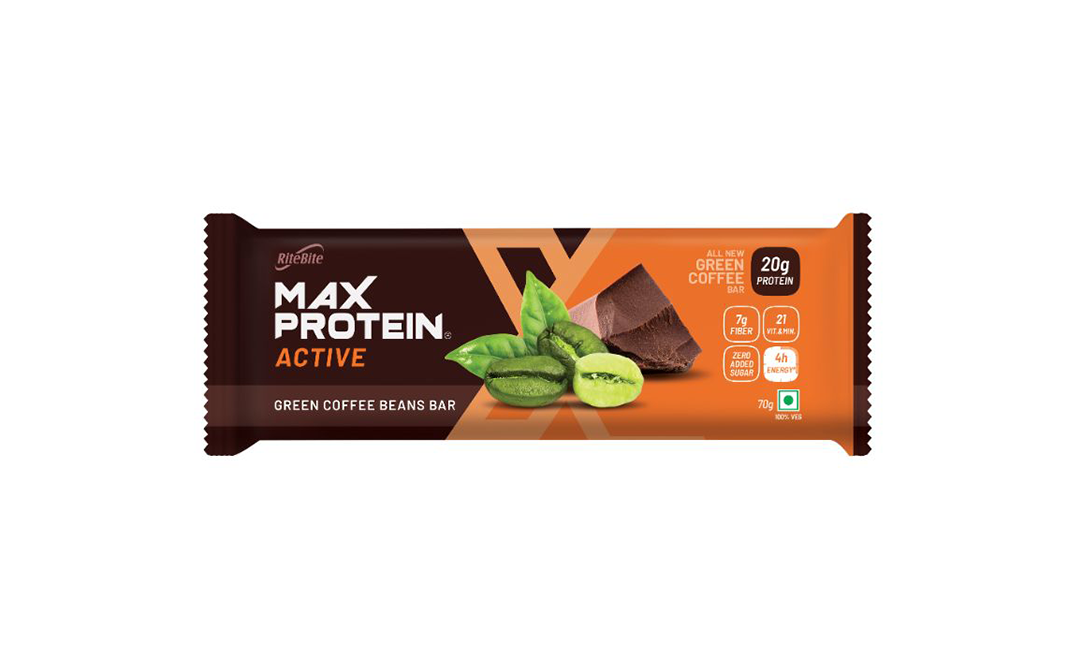 Ritebite Max Protein Active Green Coffee Beans Bar   Pack  70 grams